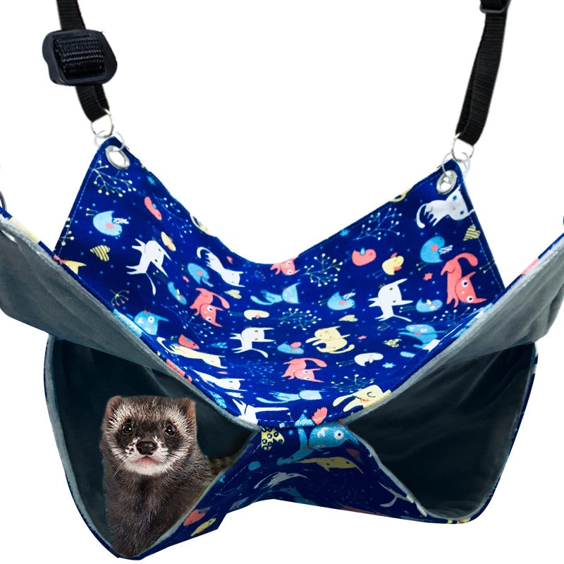 FULUE Ferret Rat Hammock Bed Nation Cage Accessories Kit Set Staff House and Hideouts Cave for Guinea Pig Ferret 13.8inch - Image 1
